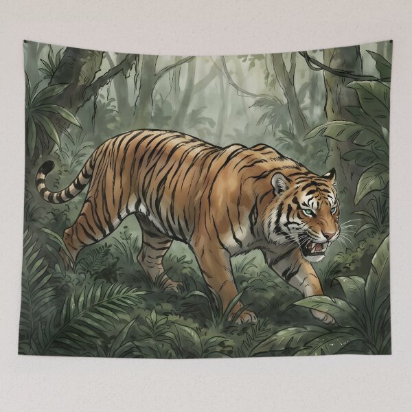 Item preview, Bengal Tiger in Jungle Watercolor - Wildlife Illustration designed and sold by RubisLeaf.