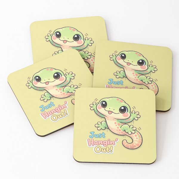 Item preview, Pastel Cute Gecko Just Hangin Out Funny Wall Climbing Cartoon designed and sold by Nusha Creations.