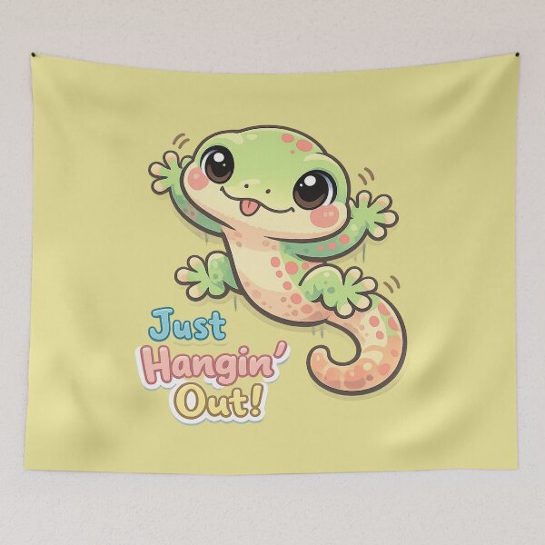 Item preview, Pastel Cute Gecko Just Hangin Out Funny Wall Climbing Cartoon designed and sold by Nusha Creations.