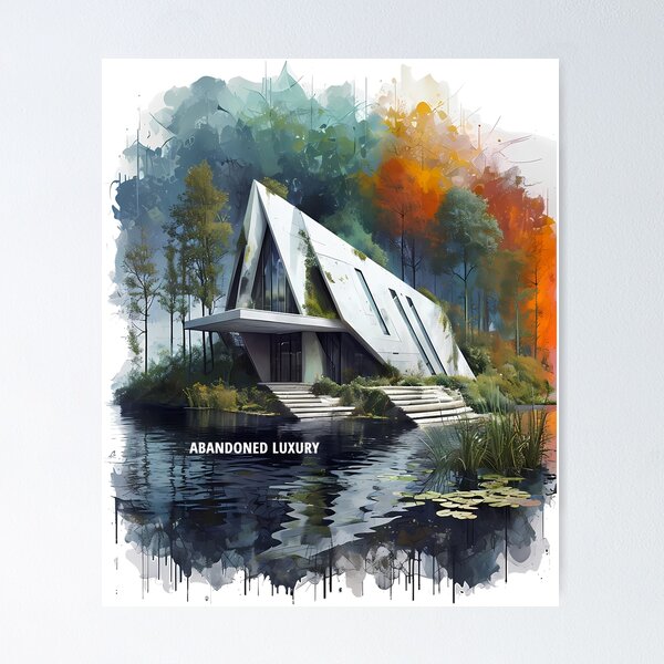 Artikelvorschau, ABANDONED LUXURY - Modern A-Frame Ruins Sketch entworfen und verkauft von Modern Nest Art.