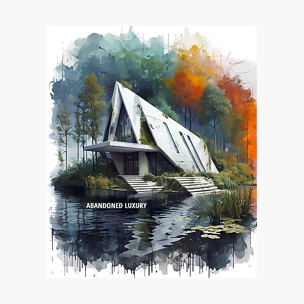 Artikelvorschau, ABANDONED LUXURY - Modern A-Frame Ruins Sketch entworfen und verkauft von Modern Nest Art.