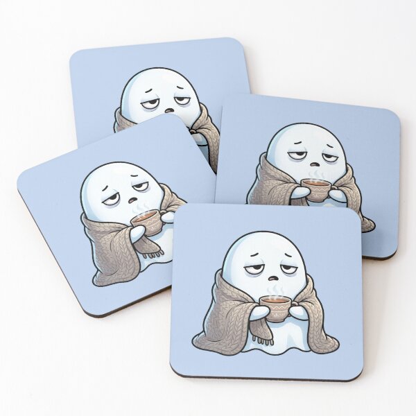 Item preview, Cozy Sick Ghost with Tea – Cute Comfort Illustration designed and sold by ChaosNest.