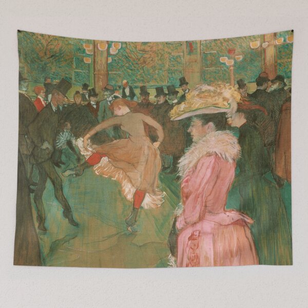 Aperçu de l'œuvre Au Moulin Rouge La Danse d'Henri de Toulouse-Lautrec Belle Époque Paris Cabaret Poster créée et vendue par artofuniverse.