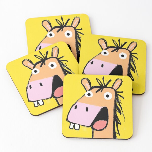 Item preview, Funny Horse Portrait — Cute Cartoon Animal Illustration, Kids Room Wall Art, Nursery Print, Hilarious Surprised Animal Art, Funny Yellow Cartoon Print designed and sold by 516 Studio.
