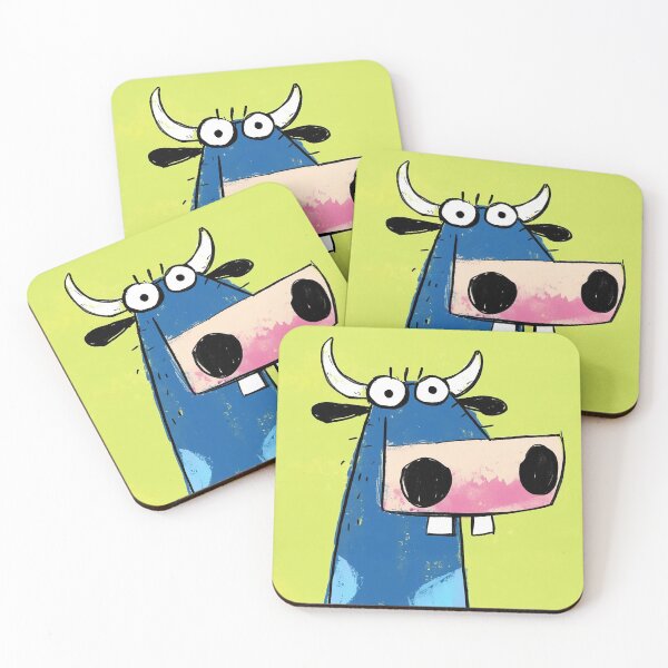 Item preview, Goofy Blue Cow Cartoon – Cute Farm Animal Illustration, Kids Room Wall Art, Nursery Print, Hilarious Surprised Animal Art, Funny Cartoon Print designed and sold by 516 Studio.