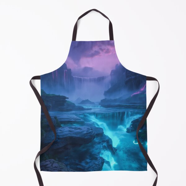 Item preview, Bioluminescent Waterfall Landscape with Glowing Alien Cliffs and Mist designed and sold by Luminous Wilds.