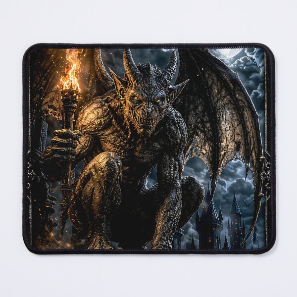 Item preview, Gargoyle of the Burning Watchtower – Dark Fantasy Gothic Demon Card Art designed and sold by thor81pl.