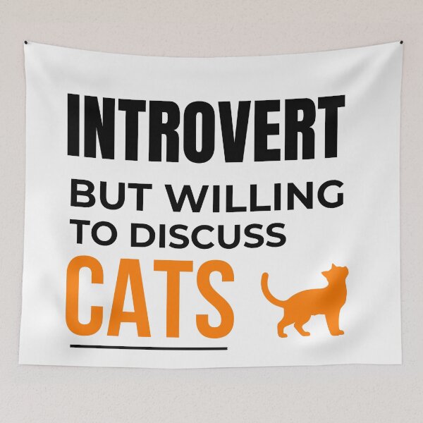 Item preview, Introvert But Willing To Discuss Cats Funny Cat Lover Minimalist Design designed and sold by Uvclick.