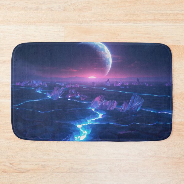 Item preview, Alien Desert Landscape with Glowing Crystals and Planetary Horizon designed and sold by Luminous Wilds.