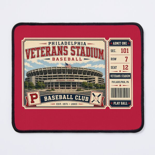 Item preview, Philadelphia Veterans Stadium Vintage Ticket Poster Retro Baseball Stadium Art Print The Vet Philly Baseball Club designed and sold by GhostDawgs.
