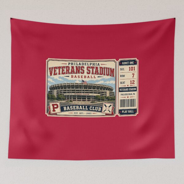 Item preview, Philadelphia Veterans Stadium Vintage Ticket Poster Retro Baseball Stadium Art Print The Vet Philly Baseball Club designed and sold by GhostDawgs.