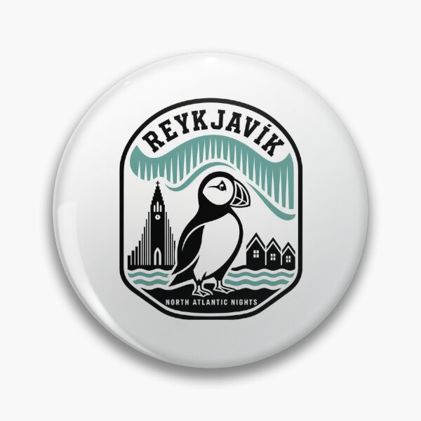 Artikelvorschau, Reykjavik Puffin North Atlantic Nights Vintage Iceland Badge entworfen und verkauft von Lyfeinsights.