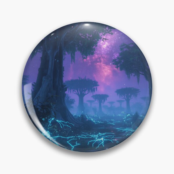Item preview, Bioluminescent Alien Forest with Glowing Trees and Nebula Sky designed and sold by Luminous Wilds.