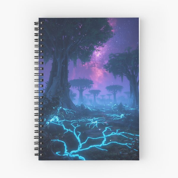 Item preview, Bioluminescent Alien Forest with Glowing Trees and Nebula Sky designed and sold by Luminous Wilds.