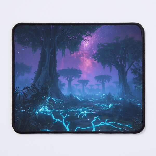 Item preview, Bioluminescent Alien Forest with Glowing Trees and Nebula Sky designed and sold by Luminous Wilds.