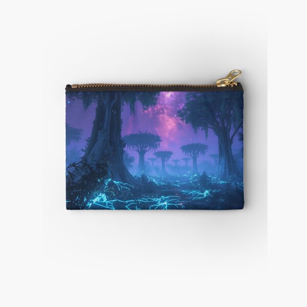 Item preview, Bioluminescent Alien Forest with Glowing Trees and Nebula Sky designed and sold by Luminous Wilds.