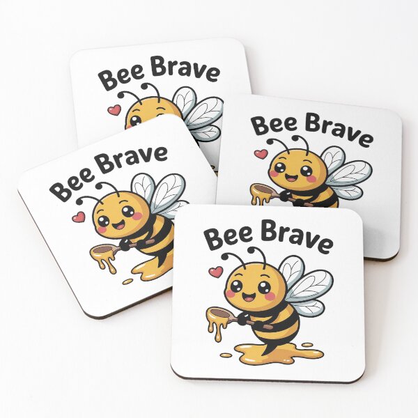 Item preview, Bee Brave Cute Bee Cartoon – Inspirational Courage Quote Sticker Gift designed and sold by Cool-cat-art.