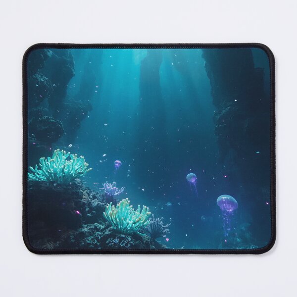 Item preview, Glowing Alien Ocean Reef with Bioluminescent Creatures Cinematic Depth designed and sold by Luminous Wilds.