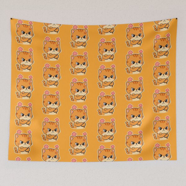 Item preview, Cute Angry Orange Cat Sticker Kawaii Grumpy Cat Design designed and sold by Olivra.