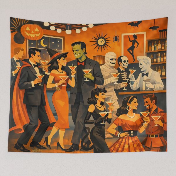 Item preview, Mid Century Modern Bright Halloween Costume Martini Party designed and sold by Lee Hiller Designs.