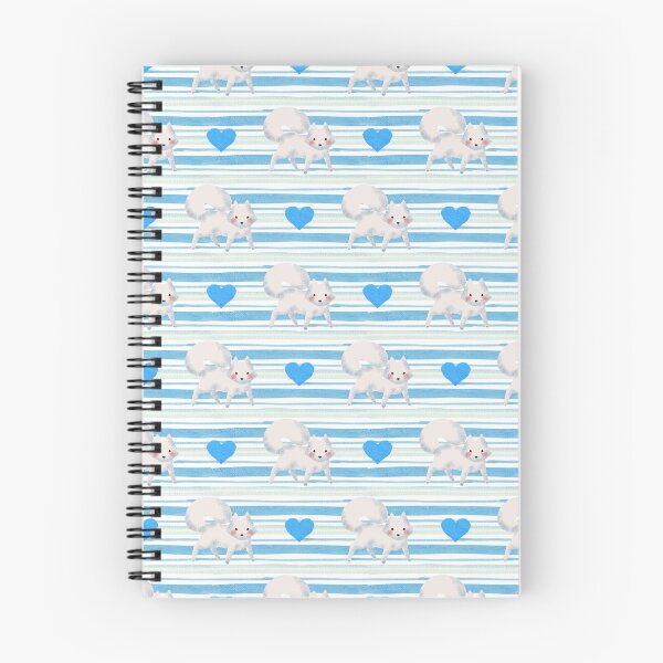 Item preview, Cute White Foxes Pattern – Blue Stripes & Heart designed and sold by HotPicksStore.