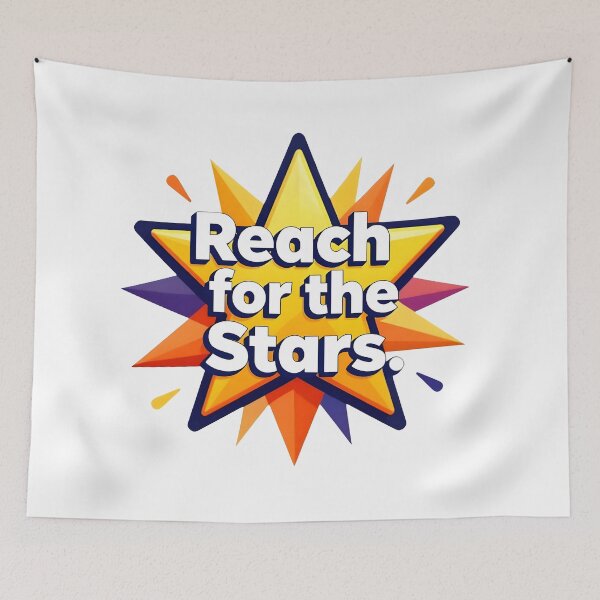 Item preview, An artistic star with the phrase “Reach for the Stars.” designed and sold by Beleza e Estilo.