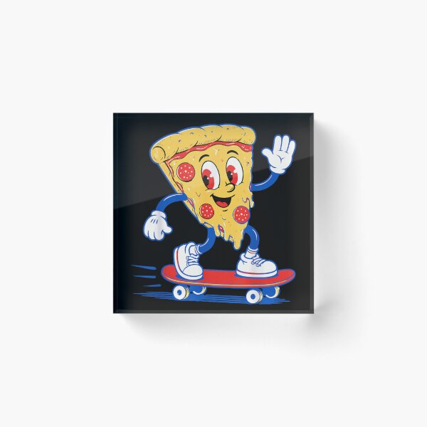 Item preview, Vintage Rubber Hose Cartoon Pizza Slice Riding Skateboard Fun Food Art designed and sold by EricCotanori.