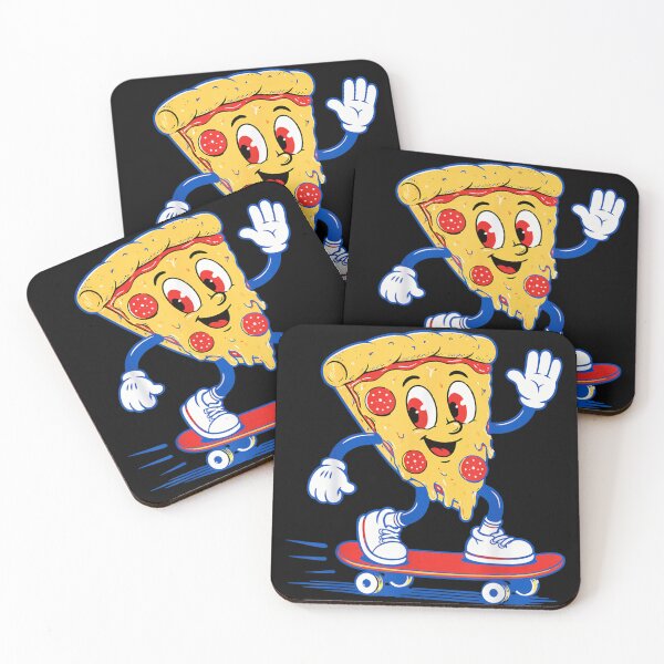 Item preview, Vintage Rubber Hose Cartoon Pizza Slice Riding Skateboard Fun Food Art designed and sold by EricCotanori.