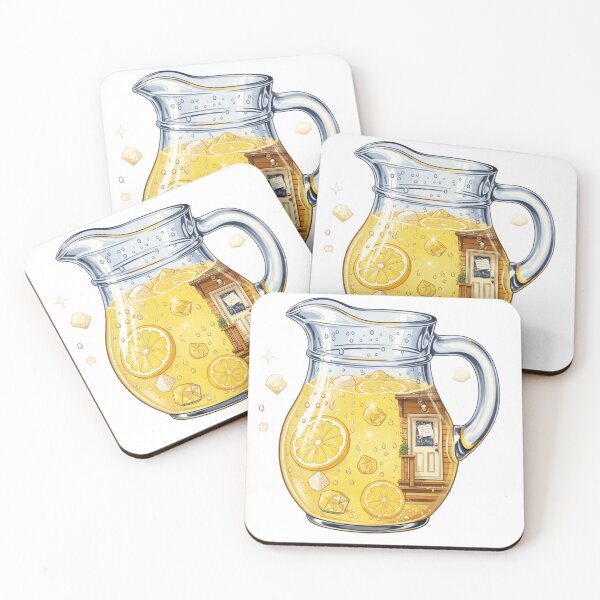 Item preview, Glass Lemon Pitcher Cottage Scene designed and sold by AbanoubStore.