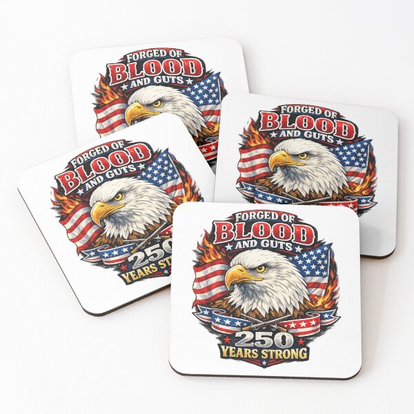 Item preview, Forged of Blood and Guts American Eagle Flag 1776 2026 Semiquincentennial Patriotic Veteran Military Revolution  designed and sold by The Junto Shop.