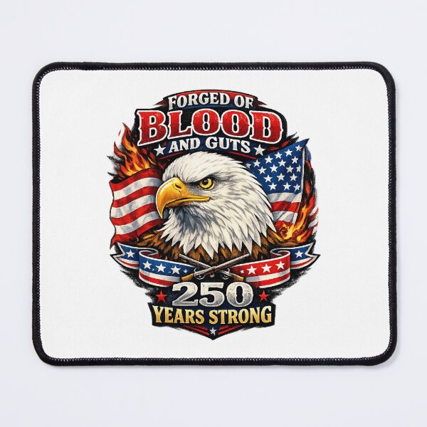 Item preview, Forged of Blood and Guts American Eagle Flag 1776 2026 Semiquincentennial Patriotic Veteran Military Revolution  designed and sold by The Junto Shop.