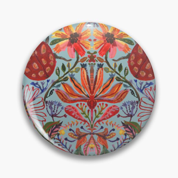 Item preview, Ladybug Floral Garden Pattern - Hand Painted Watercolor Folk Design White designed and sold by moonsoonstudio.