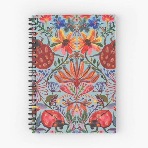Item preview, Ladybug Floral Garden Pattern - Hand Painted Watercolor Folk Design White designed and sold by moonsoonstudio.
