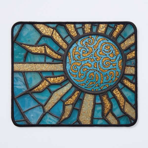 Item preview, Sun and moon in a blue celestial mosaic designed and sold by BriSher.