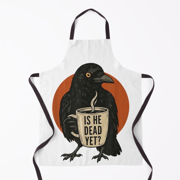 Item preview, Dark Humor Is He Dead Yet Crow Holding Coffee Cup Goth Art designed and sold by DaphoLatara.