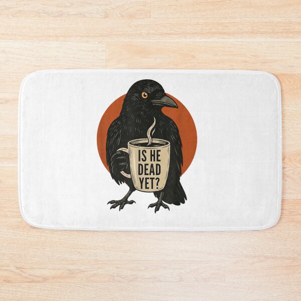 Item preview, Dark Humor Is He Dead Yet Crow Holding Coffee Cup Goth Art designed and sold by DaphoLatara.