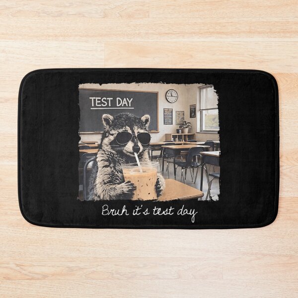 Item preview, Funny Raccoon Wearing Sunglasses Drinking Iced Coffee Bruh It Is Test Day designed and sold by EchoElowen.