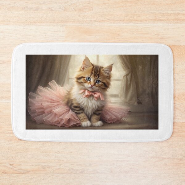 Item preview, Cute Kawaii Kitten with Pink Tutu and Bow | Pastel Cat Sticker Art designed and sold by MARVINKODESINGSEC.