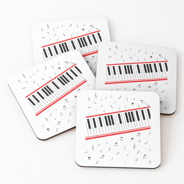 Item preview, Modern Abstract Red Piano Keyboard With Musical Notes Music Lover Aesthetic Art designed and sold by EchoElowen.