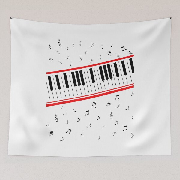Item preview, Modern Abstract Red Piano Keyboard With Musical Notes Music Lover Aesthetic Art designed and sold by EchoElowen.
