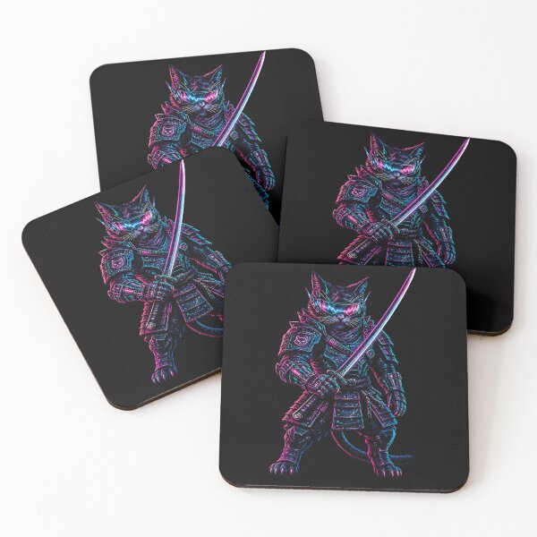 Item preview, Neon Cyberpunk Samurai Warrior Cat designed and sold by LumePrint.