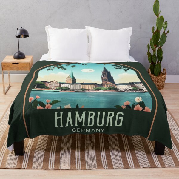 Item preview, Hamburg Vintage Travel Illustration designed and sold by HomeLivingCo.