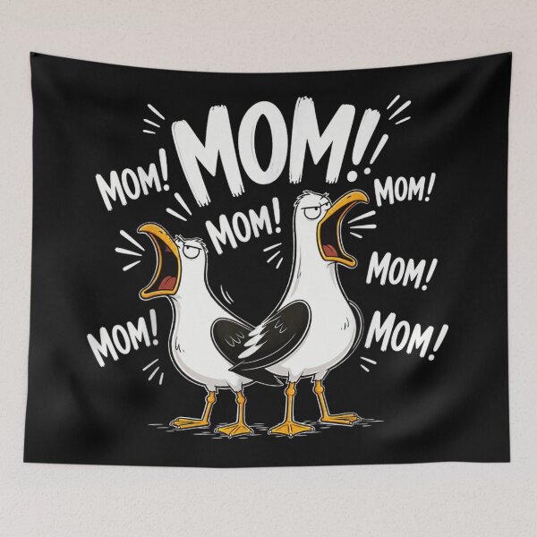 Item preview, Funny Screaming Seagulls Mom Mom Mom Tired Motherhood Parenting Life Art designed and sold by LittleNhutton.