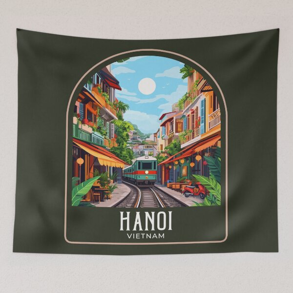 Item preview, Ilustración de viaje vintage de Hanói designed and sold by HomeLivingCo.