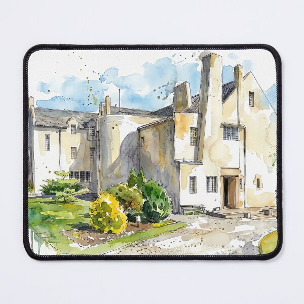 Item preview, Watercolour illustration of Hill House, Helensburgh, Scotland designed and sold by davidelder.