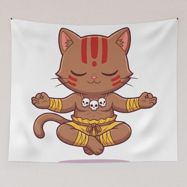 Item preview, Yoga Fire Cat Fighter Cartoon Parody designed and sold by CuteKats.