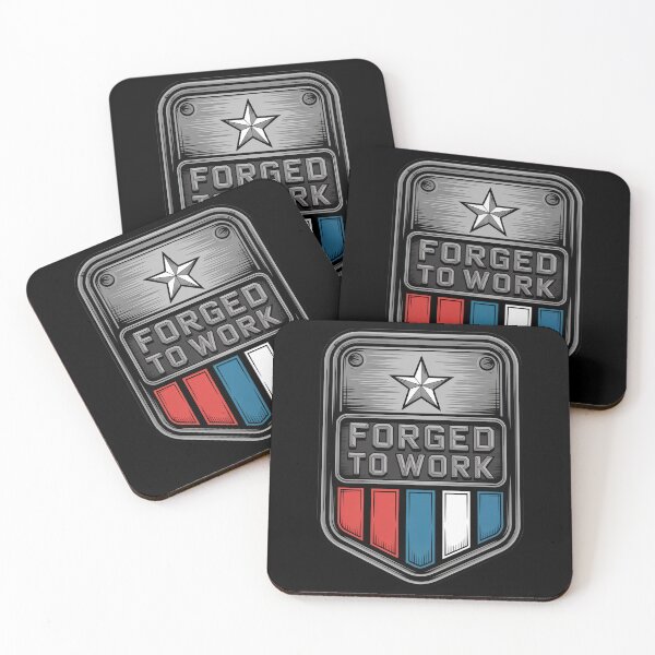 Item preview, Forged to Work – Heavy Industrial Steel Badge designed and sold by OldGloryForge.