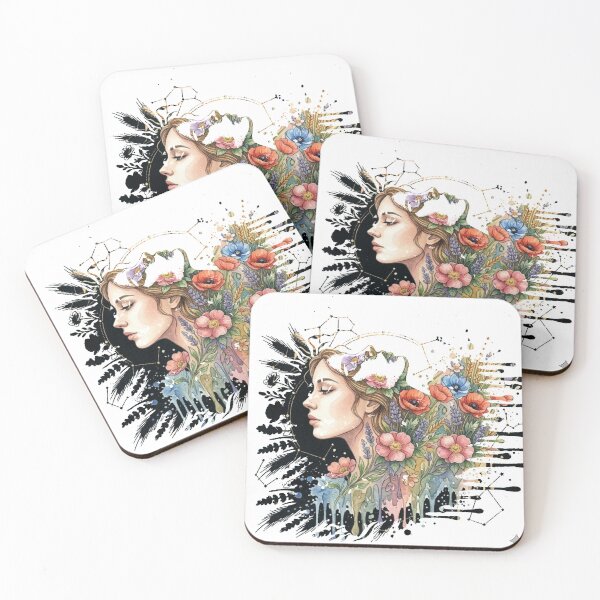 Artikelvorschau, Sternzeichen Jungfrau, Frau, Natur, Blumen, Kunst entworfen und verkauft von NeuroPrints.