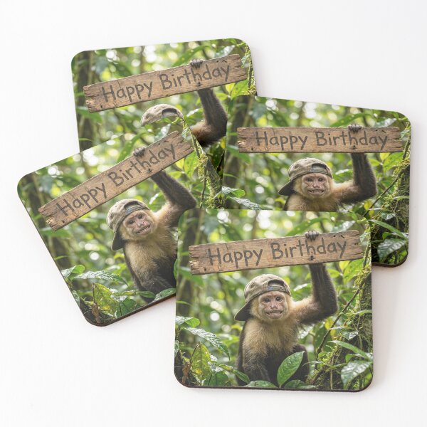 Item preview, Monkey Holding a Happy Birthday Sign designed and sold by Maria Dryfhout.