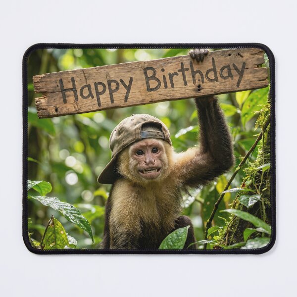 Item preview, Monkey Holding a Happy Birthday Sign designed and sold by Maria Dryfhout.